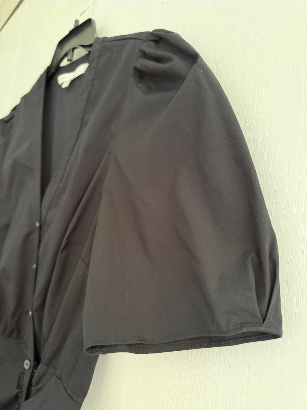 Veronica Beard Atia Cotton Poplin Ruched Stretch Button Front Black Dress Sz 12 - Picture 10 of 15